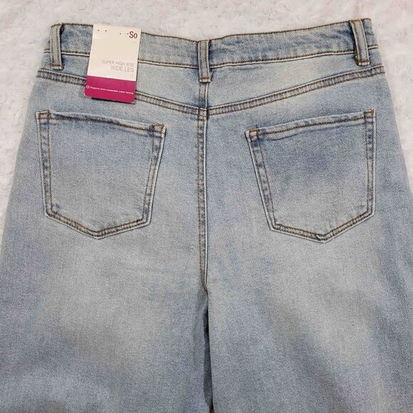 SO High Rise Wide Leg 90s inspired super soft Light Wash jeans Size 11 - Picture 6 of 8